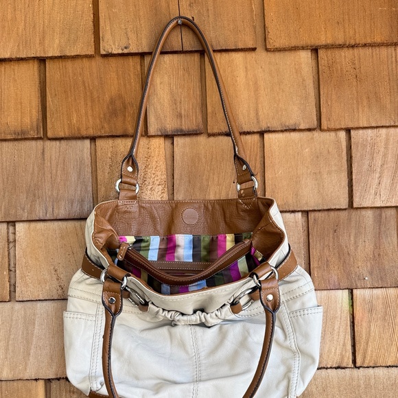 Tignanello Cream and Tan Leather Shoulder Bag and wallet - Picture 2 of 5